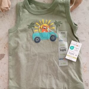 Garanimals Green Tank Top with Lion and Jeep Design